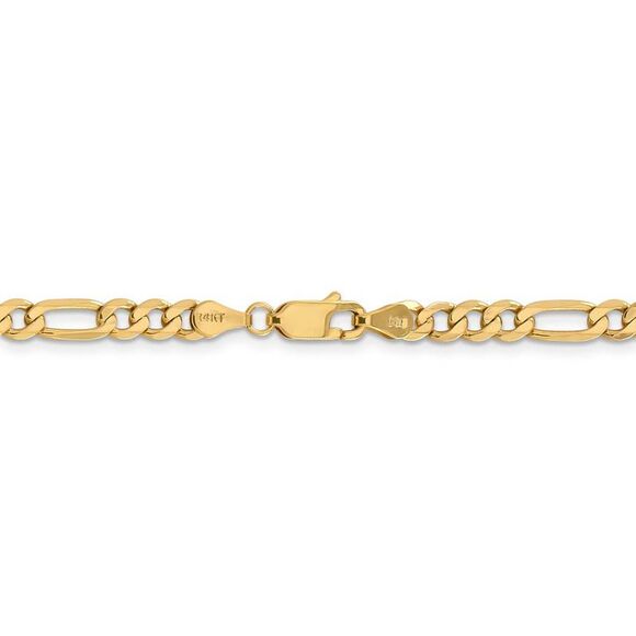 4.75mm, 14k Yellow Gold, Flat Figaro Chain Necklace, 28 Inch - Picture 3 of 7